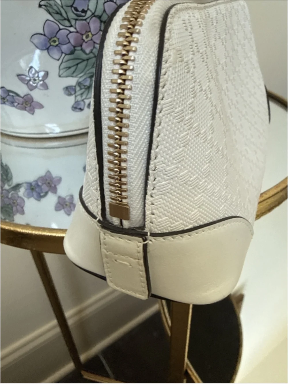 Gucci Diamante White Long Cosmetic Bag Clutch Leather Women's GUCCI Logo